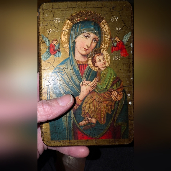 Our Lady of Perpetual Help Replica on Wood 5.5" x 3.5" - Picture 4 of 8